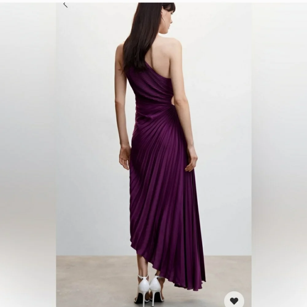 MANGO PURPLE ASYMETRICAL PLEATED DRESS - Picture 4 of 9